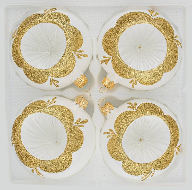 Navidacio Weihnachtsbaumkugel 4 tlg. Glas-Weihnachtskugel Set 8cm Ø in "Vintage Classic Weiss Gold" Navidacio Weihnachtsbaumkugel 4 tlg. Glas-Weihnachtskugel Set 8cm Ø in "Vintage Classic Weiss Gold" von Navidacio