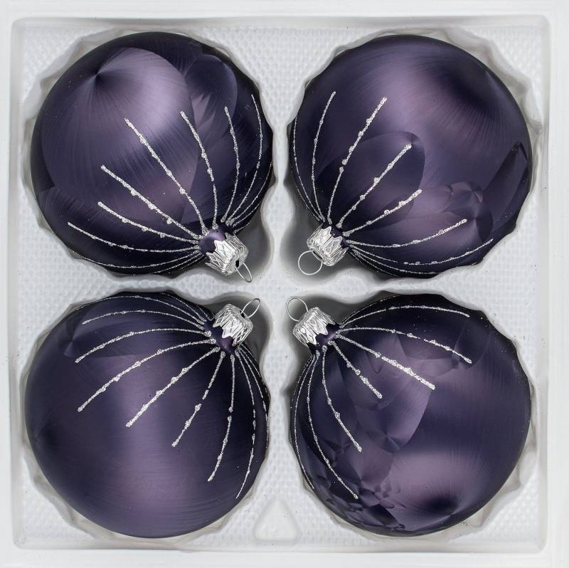 Navidacio Weihnachtsbaumkugel 4 tlg. Glas-Weihnachtskugeln Set 10cm Ø in "Ice Graphit Silber" Regen Navidacio Weihnachtsbaumkugel 4 tlg. Glas-Weihnachtskugeln Set 10cm Ø in "Ice Graphit Silber" Regen von Navidacio