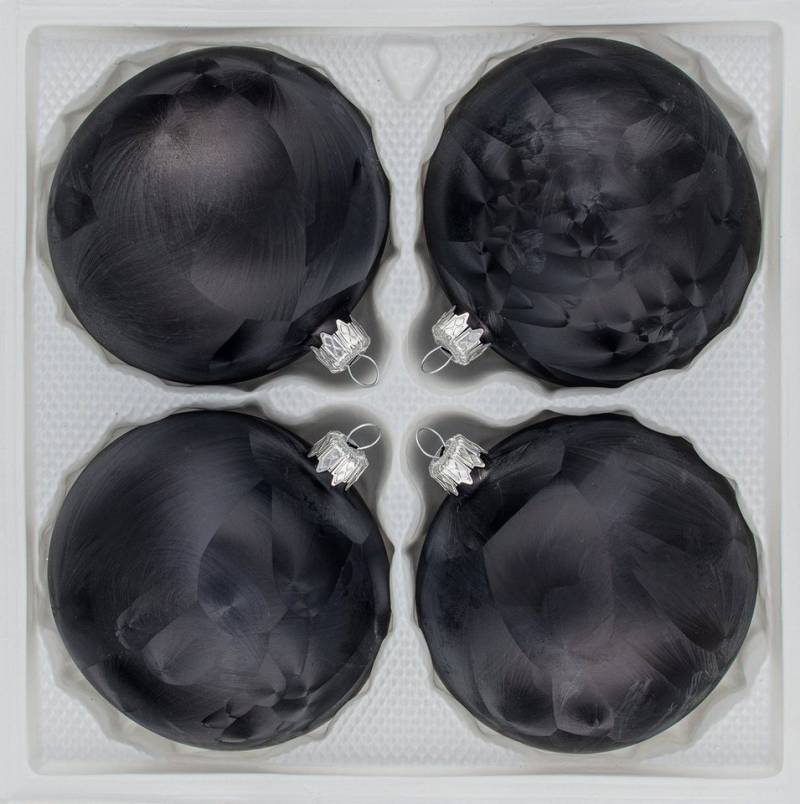 Navidacio Weihnachtsbaumkugel 4 tlg. Glas-Weihnachtskugeln Set 8cm Ø in "Ice Schwarz" Eislack von Navidacio