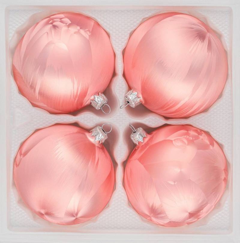 Navidacio Weihnachtsbaumkugel 4 tlg. Glas-Weihnachtskugeln Set 8cm Ø in "Ice Rosa" Eislack von Navidacio