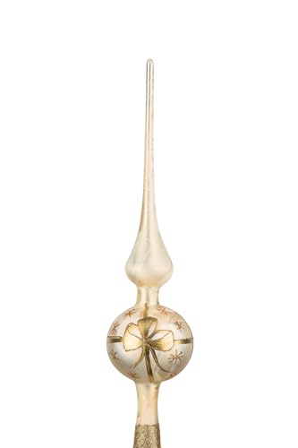 Navidacio Weihnachtsbaumspitze | Groß 35cm in Ice Champagner 'Goldene Schleife' Baumspitze Spitze Tannenbaumspitze Christbaumspitze Weihnachtsbaum Christbaum Tannenbaum Christmas Tree Top von Navidacio