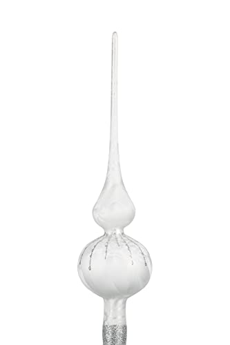 Navidacio Weihnachtsbaumspitze | Groß 35cm in Ice Weiss Silber Regen Baumspitze Spitze Tannenbaumspitze Christbaumspitze Weihnachtsbaum Christbaum Tannenbaum Christmas Tree Top von Navidacio
