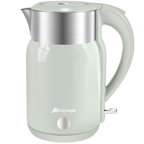 Navie Mobi Wasserkocher Edelstahl mit 1.8 Liter,2200 Watt Schnellkochend Elektrischer Wasserkocher BPA Frei,Doppelwandig,Tropffrei, Automatische Abschaltung, Leise & Kabellos,SGS Zertifiziert,türkis von Navie Mobi