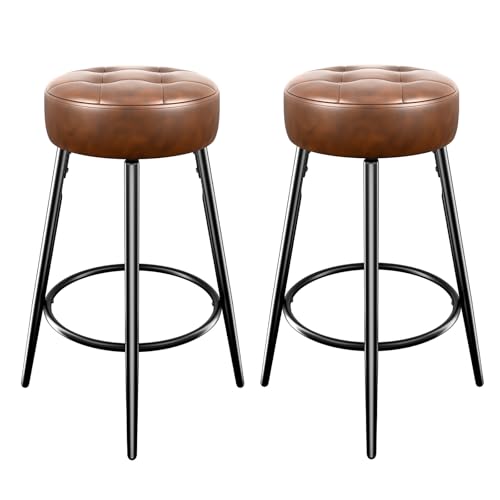 Navitoo Barhocker 2er Set, Bar Hocker mit Fußstütze, Küchenthekenhocker mit Samt und stabilem Metallrahmen，120kg Belastbar (Braun) von Navitoo