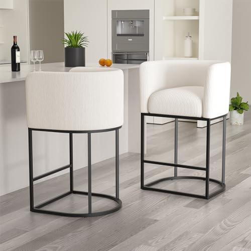Navitoo Barhocker mit Rückenlehne & Armlehne, Küche Esszimmerstühle 2er Set, Modern Akzentstühle Polsterstühle mit Feder Unterstützung für Esszimmer Wohnzimmer, Weiß Navitoo Barhocker mit Rückenlehne & Armlehne, Küche Esszimmerstühle 2er Set, Modern Akzentstühle Polsterstühle mit Feder Unterstützung für Esszimmer Wohnzimmer, Weiß von Navitoo