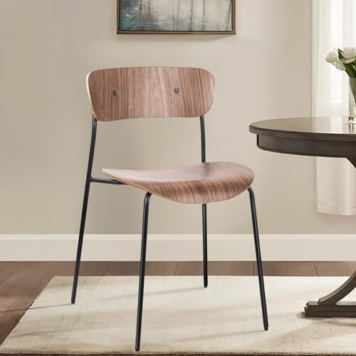 Navitoo Esszimmerstühle 2er Set, Armlose Küchenstühle Akzentstühle für Esszimmer mit Metallbeine, Konferenzstuhl Mit Holzsitz Und Stabilem Metallgestell, walnuss Navitoo Esszimmerstühle 2er Set, Armlose Küchenstühle Akzentstühle für Esszimmer mit Metallbeine, Konferenzstuhl Mit Holzsitz Und Stabilem Metallgestell, walnuss von Navitoo