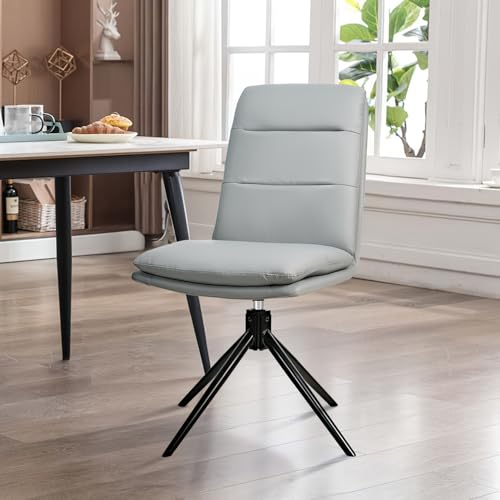 Navitoo Esszimmerstühle 360° Drehbar, modernes Kunstleder, Küchenstuhl mit Metallbeinen, Home-Office-Stuhl, Arbeitsstuhl ohne Armlehnen für Esszimmer Wohnzimmer Büro Light Gray von Navitoo