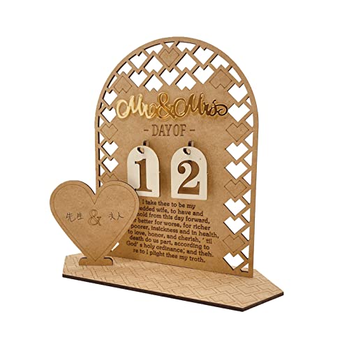1 Set Holz-Hochzeits-Countdown-Kalender, dekoratives Ornament für Zuhause, Schlafzimmer, Schlafsaal, Party-Dekoration, Ornament, Countdown-Kalender von Navna