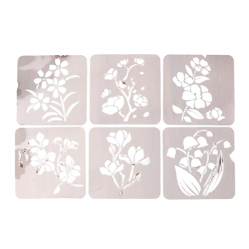 6 Stück Retro-Blumenschablonen, Aushöhlschablonen, Zeichenschablonen, Kunsthandwerk für Wandmalerei, Scrapbooking, Blumenkunst, Vorlagen, Scrapbook, Journal von Navna