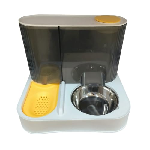 Erhöhte Futterspender für Haustiere mit abnehmbarem Edelstahlnapf und automatischem Wasserspender, abnehmbares Doppelkatzen-Geschirr-Set von Navna