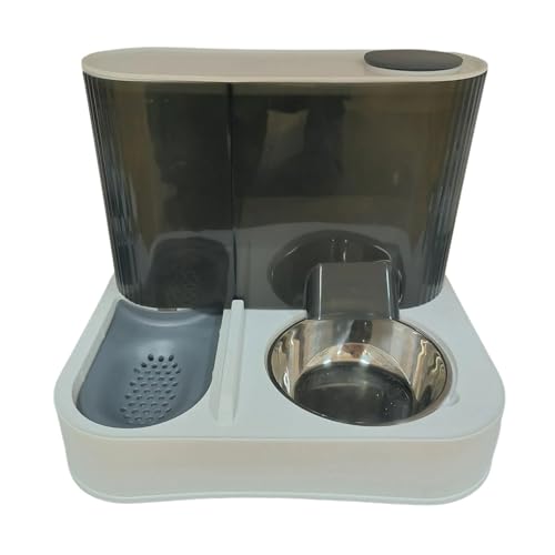 Erhöhte Futterspender für Haustiere mit abnehmbarem Edelstahlnapf und automatischem Wasserspender, abnehmbares Doppelkatzen-Geschirr-Set von Navna