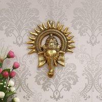 Lord Ganesha Mit Sonne Dekorative Metall Wandbehang Skulptur - Lucky Feng Shui Wanddekor Prunkfiguren Standard von NavneetCrafts