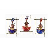 Wandbehang Eisen Metall Haus Gerahmt Antik Sardar Musiker Set Kunst Skulptur Figur Dekoratives Showpiece von NavneetCrafts