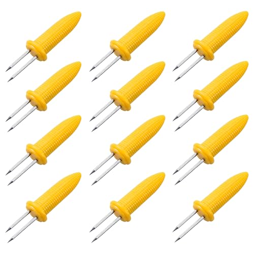 12 Maisspieße – Edelstahl Cob Forks Holders, Twin Prong Sweetcorn Holders für Zuhause und Camping, BBQ Grill, Barbecue (12 Maisspieße) von Navoys
