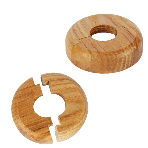 Heizkörperrohrmanschetten aus Holz, lackierte Eiche, für 15 mm, leicht geteilte Kragenringe, Holzabdeckung zum Verstecken des Heizkörpersockels, 2 Stück Heizkörperrohrmanschetten aus Holz, lackierte Eiche, für 15 mm, leicht geteilte Kragenringe, Holzabdeckung zum Verstecken des Heizkörpersockels, 2 Stück von Navoys