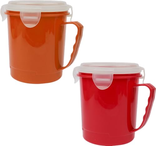 Mikrowellen-Suppentassen, 700 ml, Dampfablassöffnungen, Brei und Nudelschüssel, BPA-frei, auslaufsicher, spülmaschinenfest, mikrowellengeeignet, hitzebeständig, für Zuhause und Büro, 2 Stück, Rot und Mikrowellen-Suppentassen, 700 ml, Dampfablassöffnungen, Brei und Nudelschüssel, BPA-frei, auslaufsicher, spülmaschinenfest, mikrowellengeeignet, hitzebeständig, für Zuhause und Büro, 2 Stück, Rot und von Navoys
