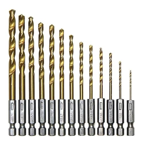 Navoys 13-teiliges Titanbeschichtetes Bohrer-Set, 6,35 mm Sechskantschaft, 1,5 mm - 6,5 mm Metallbohrer, mit praktischem Aufbewahrungshalter Navoys 13-teiliges Titanbeschichtetes Bohrer-Set, 6,35 mm Sechskantschaft, 1,5 mm - 6,5 mm Metallbohrer, mit praktischem Aufbewahrungshalter von Navoys