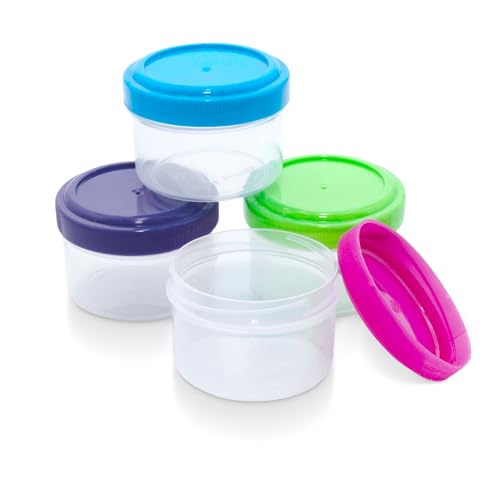 Navoys 4 Mini-Behälter mit Schraubverschluss, 35 ml, Gefrierschrank, Lebensmittelbehälter, für Soßen, Gewürze, Dressings, BPA-frei, blau, rosa, lila und grüne Deckel Navoys 4 Mini-Behälter mit Schraubverschluss, 35 ml, Gefrierschrank, Lebensmittelbehälter, für Soßen, Gewürze, Dressings, BPA-frei, blau, rosa, lila und grüne Deckel von Navoys