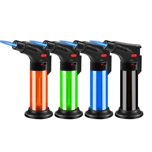 Kerzenanzünder Butan Gas Feuerzeug Set – Nachfüllbar, Winddicht, 360° Drehbar, Flamme Einstellbar, Mit Sicherheitsverschluss – Ideal für Küche, Camping, BBQ, 4er Pack (Ohne Butangas) von Navpeak