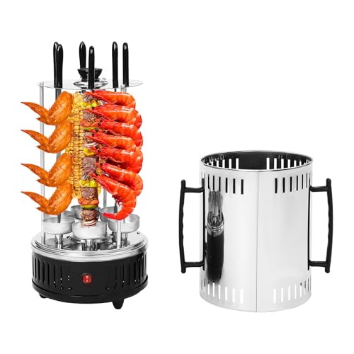 Döner-Vertikal-Multigrill | Multigrill Perfekt für Gyros, Kebab & mehr | Gyrosgrill für Fettfreies Grillen zuhause | Dönergrill Inkl. Drehspieß & 6 Fleischspieße von Naxidf