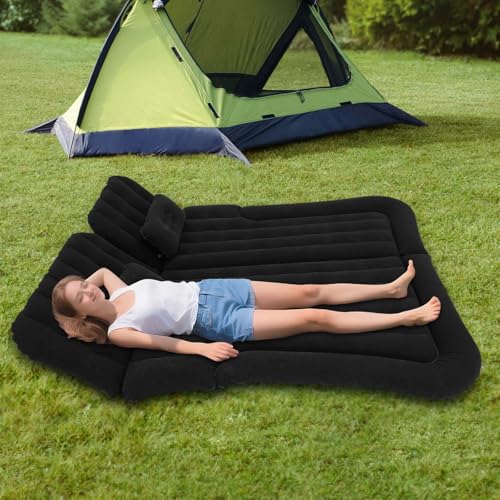 Naxidf Auto Matratze, 2 Kissen Auto Luftmatratze, Doppelseitige Verdickte Beflockung Automatratze Camping Aufblasbaren Autobett für Kofferraum Rückbank, 175 * 130 cm von Naxidf