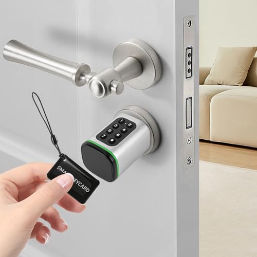 Silber Elektronisches Türschloss, mit Zahlencode Smart Lock, Smartes Türschloss mit Manuelle Schlüssel, Smart Keycard, App Entsperrungsoptionen, für Türen von 35-45mm von Naxidf