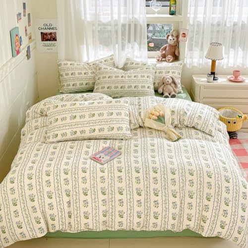 Nayoroom Bettwäsche 135x200 Blumen Weiß mit Grün Blümchen Blätter Pflanzen Bettwäsche Set Gewaschene Microfaser Gestreift Geblümt Bettbezug und Kissenbezug 80x80 mit Reißverschluss Nayoroom Bettwäsche 135x200 Blumen Weiß mit Grün Blümchen Blätter Pflanzen Bettwäsche Set Gewaschene Microfaser Gestreift Geblümt Bettbezug und Kissenbezug 80x80 mit Reißverschluss von Nayoroom
