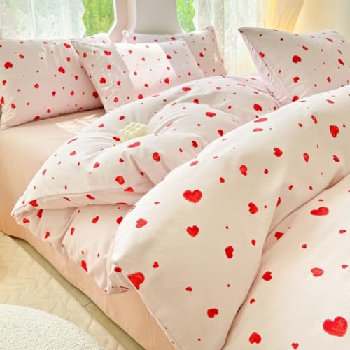 Nayoroom Bettwäsche 135x200 Weiß mit Rot Herz Muster Bettbezug 2teilig Weiss Modern Herzen Aesthetic Cute Renforce Mikrofaser Bettwäsche-Sets mit Reißverschluss und 1 Kissenbezug 80x80 Nayoroom Bettwäsche 135x200 Weiß mit Rot Herz Muster Bettbezug 2teilig Weiss Modern Herzen Aesthetic Cute Renforce Mikrofaser Bettwäsche-Sets mit Reißverschluss und 1 Kissenbezug 80x80 von Nayoroom