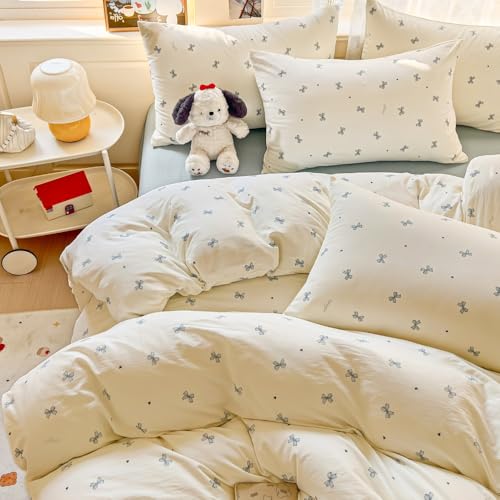Nayoroom Bettwäsche 140x200 Beige Blau Herzen Schleifen Landhausstil Style Bettbezug 2er Kawaii Aesthetic Cute Gewaschene Mikrofaser Renforce Bettwäsche-Sets mit Reißverschluss und 1 Kissenbezug 70x90 Nayoroom Bettwäsche 140x200 Beige Blau Herzen Schleifen Landhausstil Style Bettbezug 2er Kawaii Aesthetic Cute Gewaschene Mikrofaser Renforce Bettwäsche-Sets mit Reißverschluss und 1 Kissenbezug 70x90 von Nayoroom