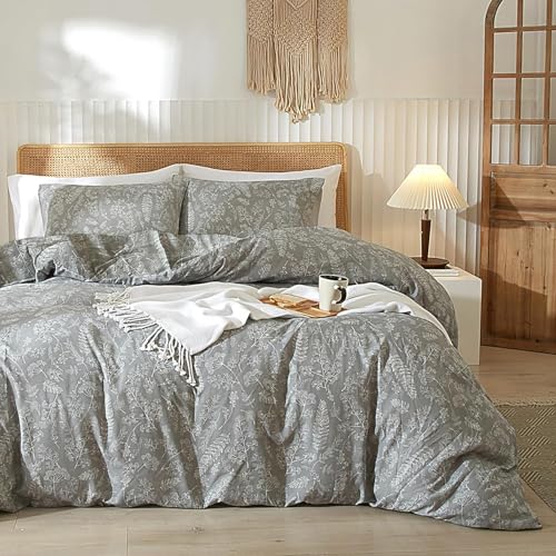 Nayoroom Bettwäsche 200x200 Grau Weiß Blumen Blätter Botanisch Muster Aesthetic Bettwäsche-Set Vintage Pflanzenmuster Microfaser Doppelbett Bettbezug und 2 Kissenbezug 80x80cm Reißverschluss Nayoroom Bettwäsche 200x200 Grau Weiß Blumen Blätter Botanisch Muster Aesthetic Bettwäsche-Set Vintage Pflanzenmuster Microfaser Doppelbett Bettbezug und 2 Kissenbezug 80x80cm Reißverschluss von Nayoroom
