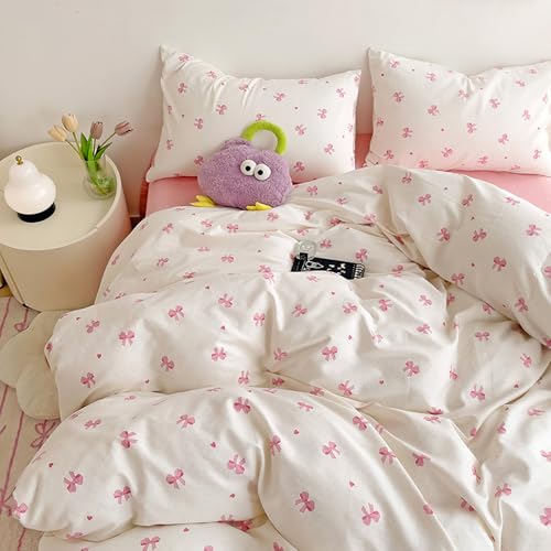 Nayoroom Bettwäsche 200x220 Weiß mit Rosa Schleifen Aesthetic Bettbezug Set Kawaii Schleifenmuster Weich Renforcé Microfaser Doppelbett Deckenbezug mit Reißverschluss und 2 Kissenbezug 80x80cm Nayoroom Bettwäsche 200x220 Weiß mit Rosa Schleifen Aesthetic Bettbezug Set Kawaii Schleifenmuster Weich Renforcé Microfaser Doppelbett Deckenbezug mit Reißverschluss und 2 Kissenbezug 80x80cm von Nayoroom