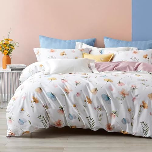 Nayoroom Bettwäsche 220x240 Kleine Blumen Weiß Rosa Aesthetic Pflanzen Blumenmuster Microfaser Bettbezug Wendebettwäsche Set und 2 x Kissenbezug 80x80 cm für Doppelbett von Nayoroom