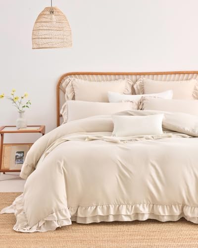 Nayoroom Bettwäsche 220x240 Rüschen Beige Kuschelige Bettbezug Set 3teilig Niedliche Ruffle Aesthetic Doppelbett Mikrofaser Romantisch Deckenbezug und 2 Kissenbezüge 80x80 mit Reißverschluss Nayoroom Bettwäsche 220x240 Rüschen Beige Kuschelige Bettbezug Set 3teilig Niedliche Ruffle Aesthetic Doppelbett Mikrofaser Romantisch Deckenbezug und 2 Kissenbezüge 80x80 mit Reißverschluss von Nayoroom