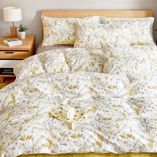 Nayoroom Bettwäsche Baumwolle 135x200 Blumen Weiß mit Gold Blätter Bettbezug 2er Set Gelb Aesthetic Modern Golden Pflazenmuster Botanisch Wendebettwäsche mit Reißverschluss und 1 Kissenbezug 40x80 cm Nayoroom Bettwäsche Baumwolle 135x200 Blumen Weiß mit Gold Blätter Bettbezug 2er Set Gelb Aesthetic Modern Golden Pflazenmuster Botanisch Wendebettwäsche mit Reißverschluss und 1 Kissenbezug 40x80 cm von Nayoroom