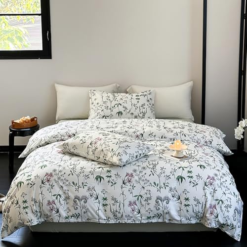 Nayoroom Bettwäsche Baumwolle 140x200 Weiß Grün Bettbezug mit Bunt Botanisch Blümchen Blattmuster Hautfreundlich Bettdeckenbezug und Kissenbezug 70x90 mit Reißverschluss Nayoroom Bettwäsche Baumwolle 140x200 Weiß Grün Bettbezug mit Bunt Botanisch Blümchen Blattmuster Hautfreundlich Bettdeckenbezug und Kissenbezug 70x90 mit Reißverschluss von Nayoroom