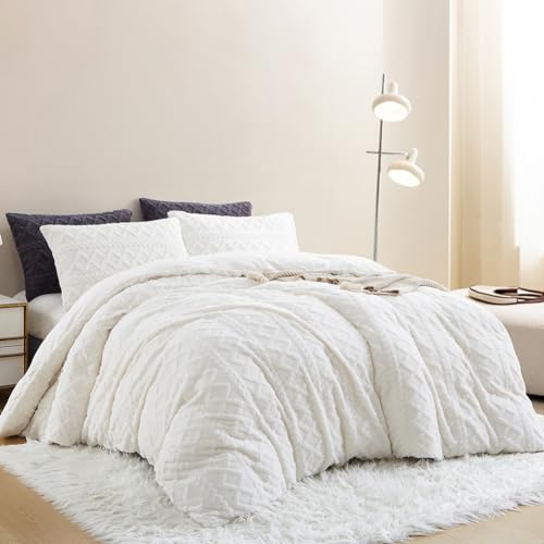 Nayoroom Bettwäsche Flanell 200x200 Winter Warme Biber Bettbezug Flauschig Fleece Cashmere Touch Plüsch Winterbettwäsche Set mit Reißverschluss - 200 x 200 + 2 x 80 x 80 cm Creme Weiß von Nayoroom