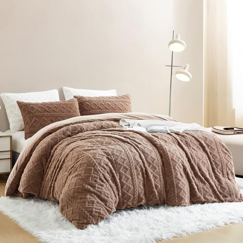 Nayoroom Bettwäsche Flanell 200x200 Winter Warme Biber Bettbezug Flauschig Fleece Cashmere Touch Plüsch Winterbettwäsche Set mit Reißverschluss - 200 x 200 + 2 x 80 x 80 cm Khaki Braun von Nayoroom