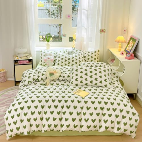 Nayoroom Bettwäsche Herz 200x200 Grün Weiß Herzen 3teilig Bettwäsche Set Weiss mit Herzchen Gewaschene Microfaser Bettbezug und 2 Kissenbezüge 80x80 mit Reißverschluss Nayoroom Bettwäsche Herz 200x200 Grün Weiß Herzen 3teilig Bettwäsche Set Weiss mit Herzchen Gewaschene Microfaser Bettbezug und 2 Kissenbezüge 80x80 mit Reißverschluss von Nayoroom