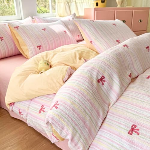 Nayoroom Mädchen Bettwäsche 135x200 Rosa Schleifen Bunt Regenbogen Streifen Bettbezug 2teilig Aesthetic Cute Rainbow Kawaii Mikrofaser Bettwäsche-Sets mit Reißverschluss und 1 Kissenbezug 80x80 cm Nayoroom Mädchen Bettwäsche 135x200 Rosa Schleifen Bunt Regenbogen Streifen Bettbezug 2teilig Aesthetic Cute Rainbow Kawaii Mikrofaser Bettwäsche-Sets mit Reißverschluss und 1 Kissenbezug 80x80 cm von Nayoroom