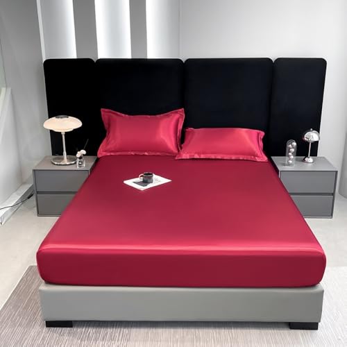 Nayoroom Spannbettlaken 90x200cm 2er Pack Boxspringbett Rot Seide Glanzsatin Bettlaken Bordeauxrot Satin Entspanno Matratzenbezug Gummizug Matratzentopper Spannbetttuch für Topper Matratze bis Höhe 30 Nayoroom Spannbettlaken 90x200cm 2er Pack Boxspringbett Rot Seide Glanzsatin Bettlaken Bordeauxrot Satin Entspanno Matratzenbezug Gummizug Matratzentopper Spannbetttuch für Topper Matratze bis Höhe 30 von Nayoroom