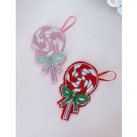 Weihnachtliche Hänger Candy Lolly Filz Dekoration Pastell/Pink Zweig Baum Ornament Handgefertigt Traditionell von NayworthCottageCraft