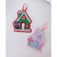 Weihnachtsdeko Candy House | 1 Schild Filz Dekoration Pastell/Pink Zweig Baum Dekoration Ornament Handgefertigt Traditionell von NayworthCottageCraft