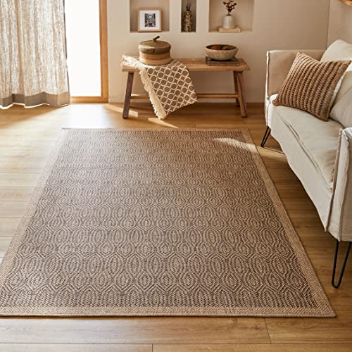 Naturteppich, Boheme, Teppich in Jute-Optik, Teppich für Wohnzimmer, Schlafzimmer, Flur, Outdoor-Teppich, Naturfarbe (8877 Braun, 120 x 170 cm) von Nazar