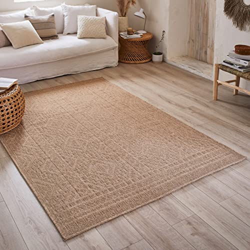 Naturteppich, Naturteppich, Boheme, Teppich in Juteoptik, Teppich für Wohnzimmer, Schlafzimmer, Flur, Teppich für den Außenbereich, Farbe Natur (120 x 170 cm, 8729 Beige) von Nazar