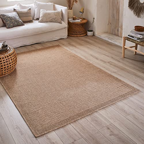 Naturteppich Natur Böhmische Teppich Jute Optik Teppich Wohnzimmer Schlafzimmer Flur Outdoor Teppich Natur (200 x 290 cm, 8751 Beige) von Nazar