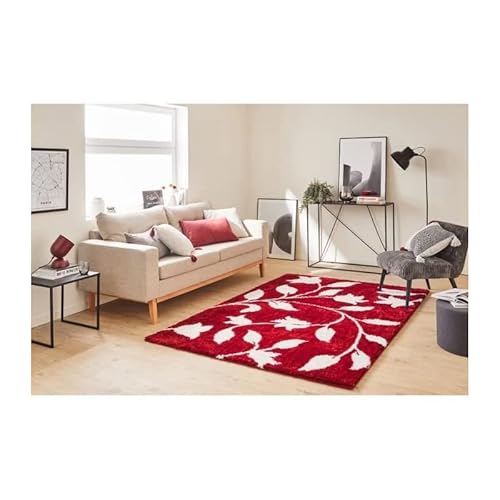 Nazar Teppich Shaggy weich Oslo 637 – Rot – 100 % Polyester – 80 x 150 cm – Innen von Nazar