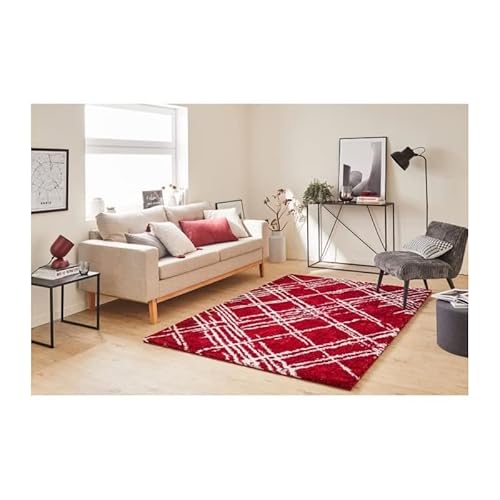 Nazar Teppich Shaggy weich Oslo 668 – Rot – 100% Polyester – 120 x 160 cm – innen von Nazar