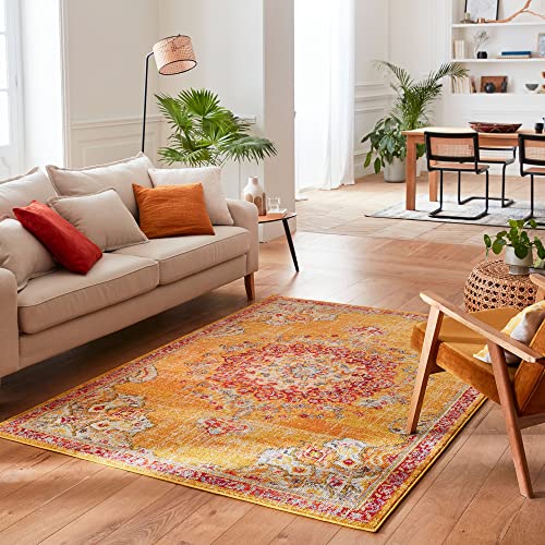 Nazar - Wohnzimmerteppich – waschbar – 160 x 230 cm – Gelb – Teppich Vintage – Teppich mit Kurzflor Nazar - Wohnzimmerteppich – waschbar – 160 x 230 cm – Gelb – Teppich Vintage – Teppich mit Kurzflor von Nazar