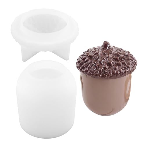2 Stück Tannenzapfen Kasten Form, Eich-el Tannenzapfen Silikon Formen Mit Deckel, Eic-hel Resin Forme, Basteln Tan-nenzapfen Aufbewahrungs Box, Epoxidharz Gieß Silikon Formen, Leicht Zu Lösen von Nbbwwu