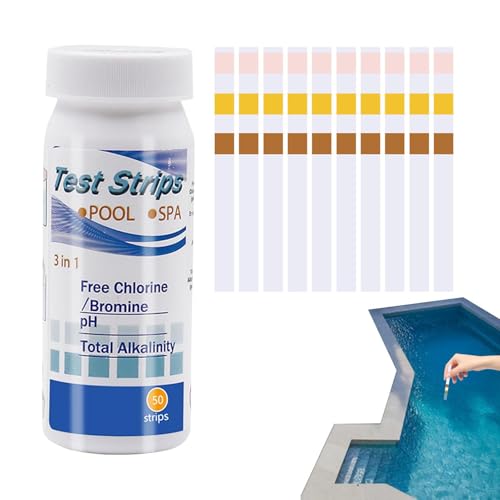 50pcs Wasser Prüf Streifen, 3-in 1 Pool Test Papier, Wasser Qualitäts Test Set, W-hirlpool PH Test Streifen, Schwimmbad Wasser Test Papier, Multifunktionale Test Werkzeuge Für Spa von Nbbwwu